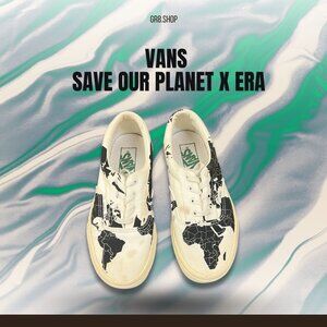 Vans Save Our Planet X Era Low-Top Shoes Size 5.5 US Men / 7 US Women Map Print